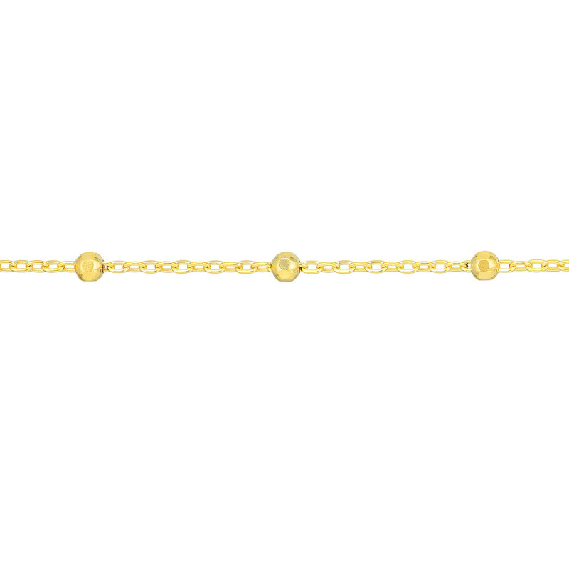 14K Yellow Gold Beaded Saturn Anklet