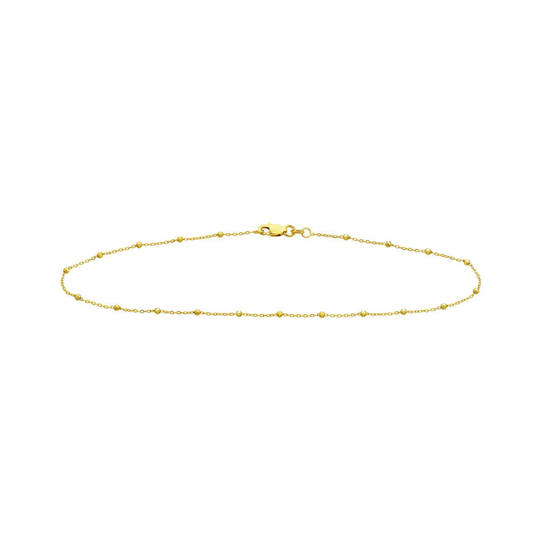 14K Yellow Gold Beaded Saturn Anklet