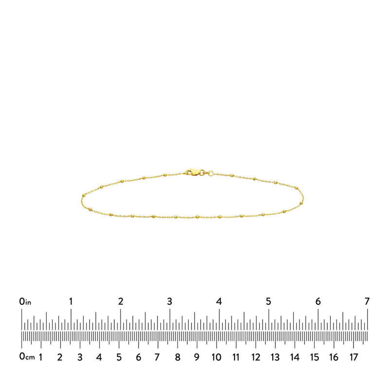 14K Yellow Gold Beaded Saturn Anklet