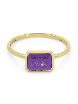 14K Yellow Gold Bezel Set Amethyst Ring