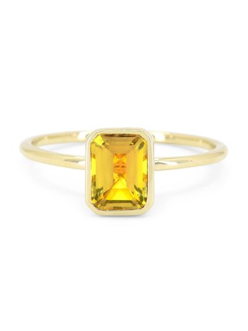 14K Yellow Gold Bezel Set Citrine Ring