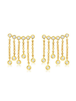 14K Yellow Gold Bezel Set Diamond Drop Earrings