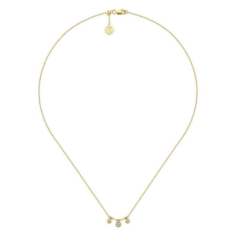 14K Yellow Gold Bezel Set Diamond Drop Necklace