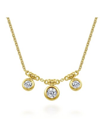 14K Yellow Gold Bezel Set Diamond Drop Necklace