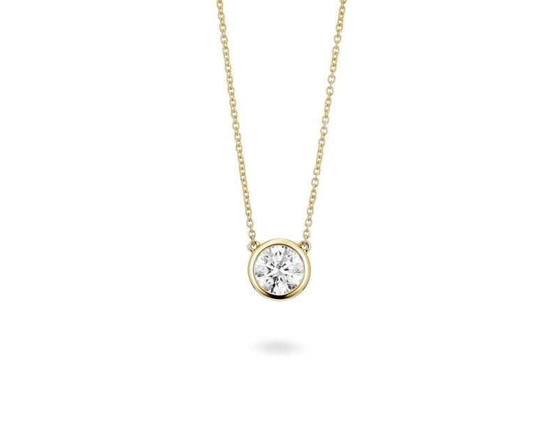 14K Yellow Gold Bezel Set Diamond Necklace