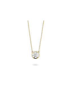 14K Yellow Gold Bezel Set Diamond Necklace