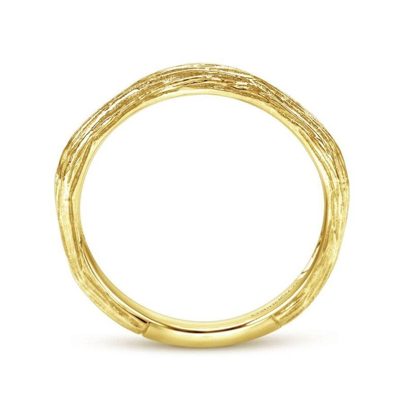 14K Yellow Gold Brushed Textured Stackable Ring