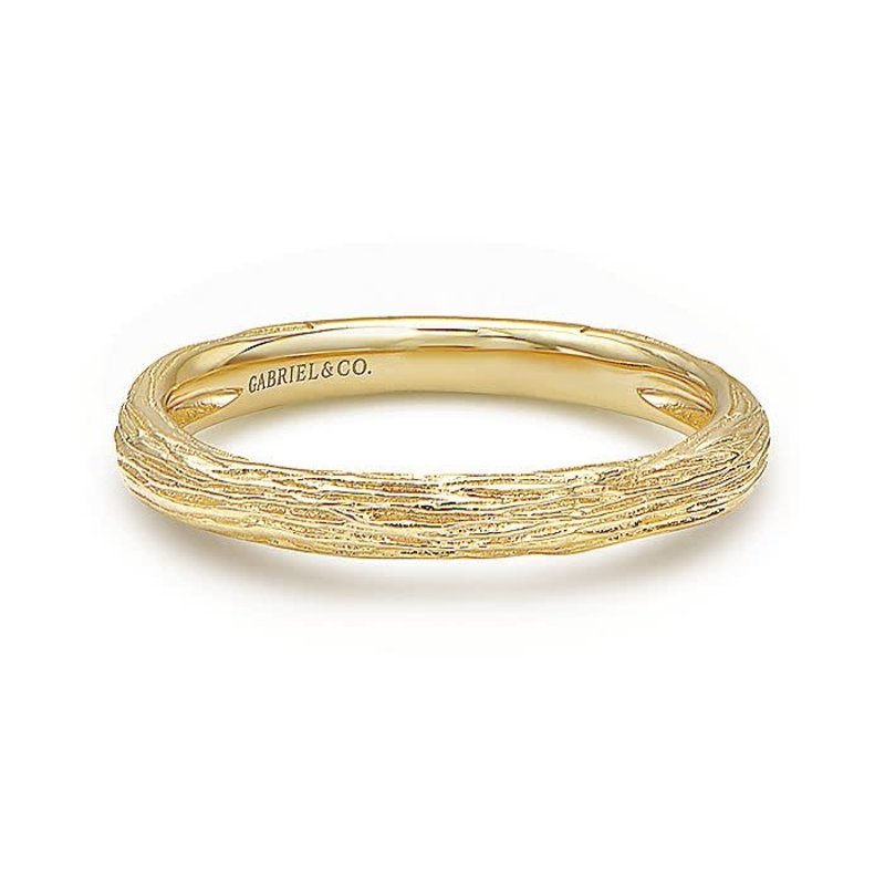 14K Yellow Gold Brushed Textured Stackable Ring