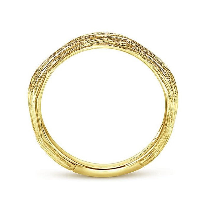 14K Yellow Gold Brushed Textured Stackable Ring