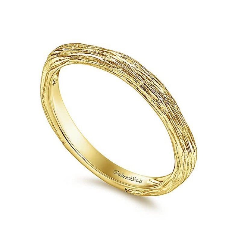 14K Yellow Gold Brushed Textured Stackable Ring