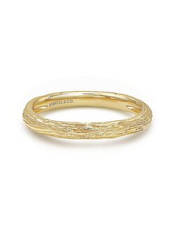 14K Yellow Gold Brushed Textured Stackable Ring