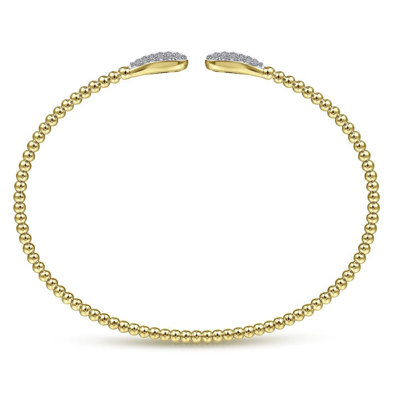 14K Yellow Gold Bujukan Diamond Teardrops Bangle