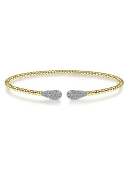 14K Yellow Gold Bujukan Diamond Teardrops Bangle