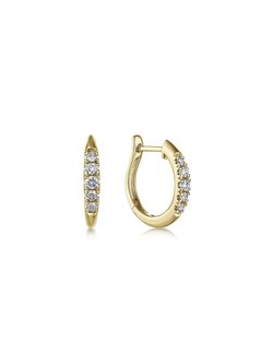 14K Yellow Gold Classic Round 15mm Diamond Huggies