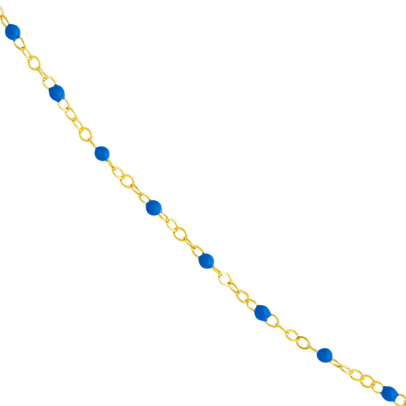 14K Yellow Gold Cobalt Bead and Piatto Chain Necklace