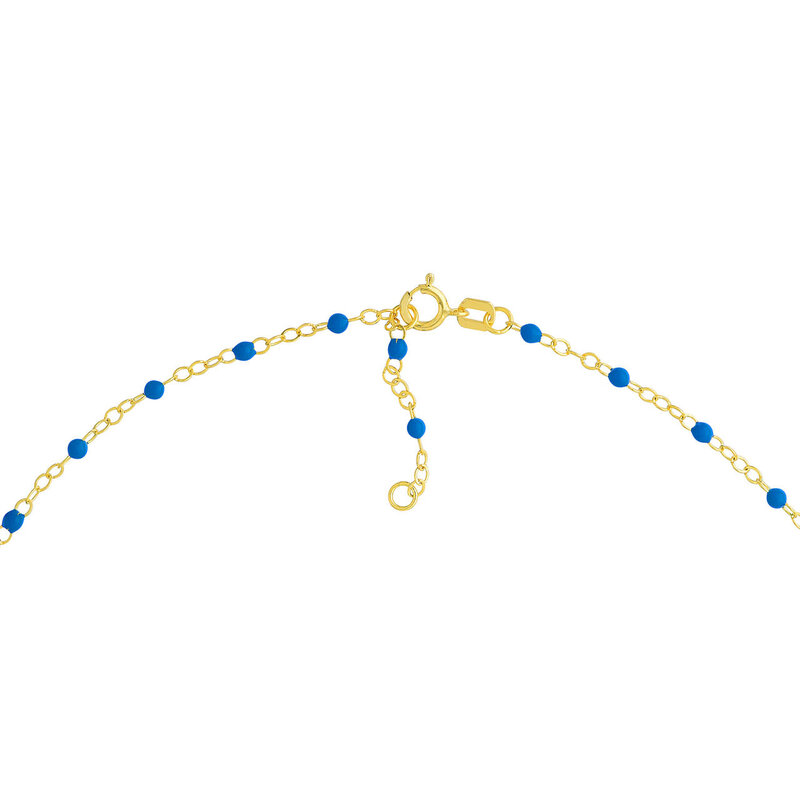 14K Yellow Gold Cobalt Bead and Piatto Chain Necklace