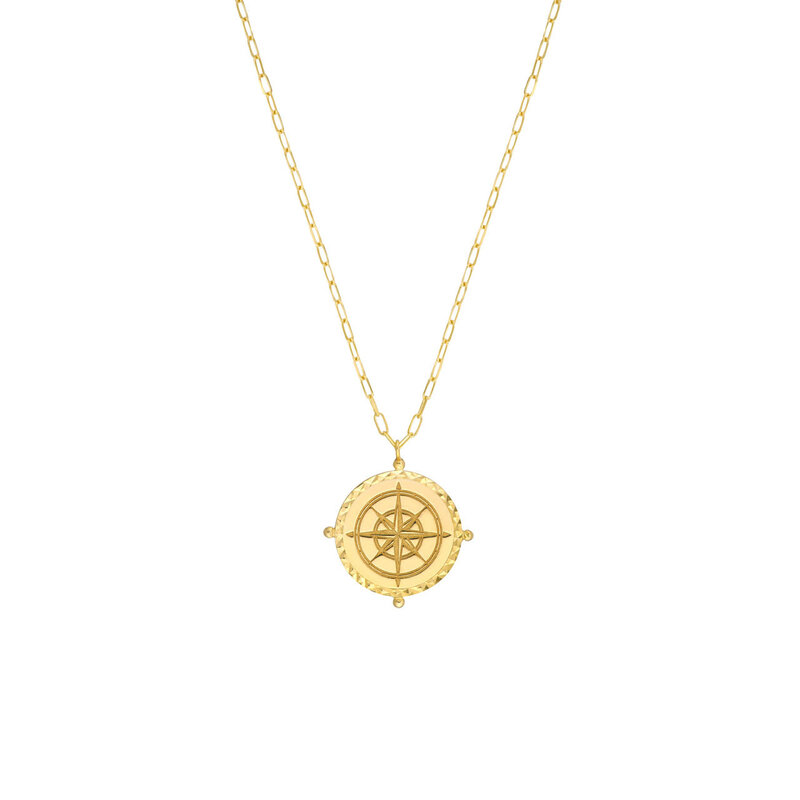 14K Yellow Gold Compass Medallion