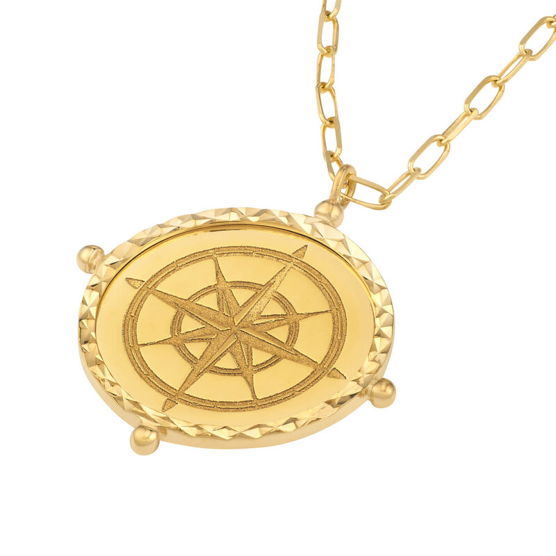 14K Yellow Gold Compass Medallion