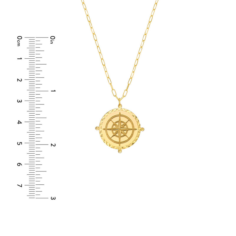 14K Yellow Gold Compass Medallion