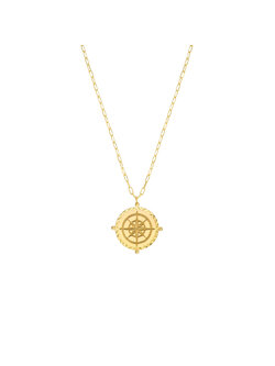 14K Yellow Gold Compass Medallion