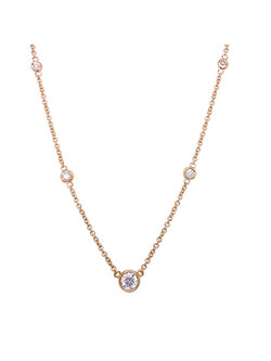 14K Yellow Gold Diamond Bezel Set Station Necklace