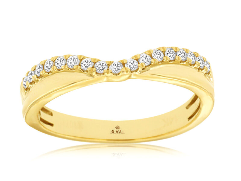 14K Yellow Gold Diamond Contour Band