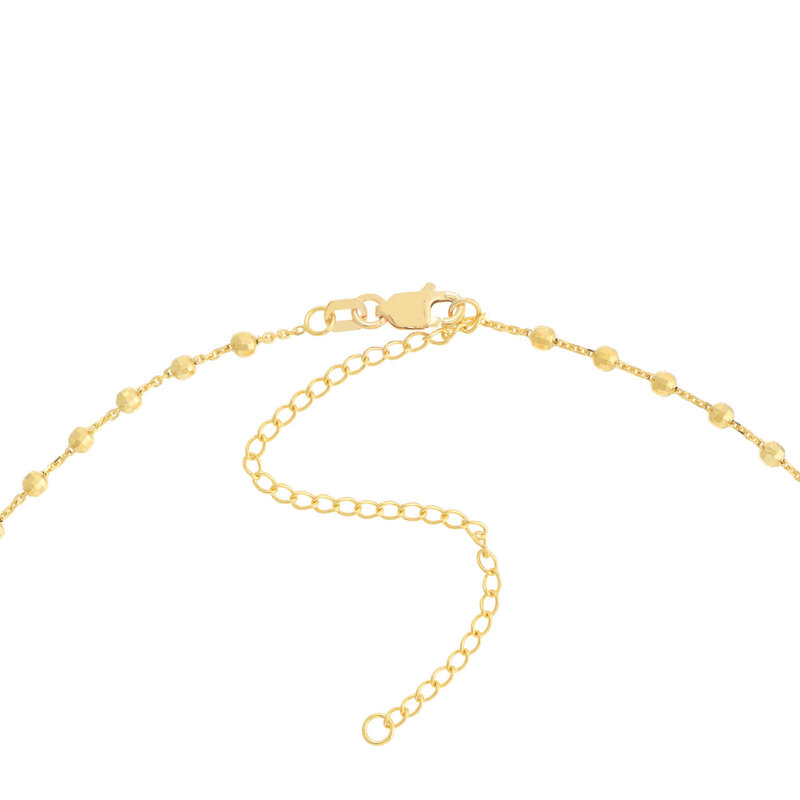 14K Yellow Gold Diamond-Cut Bead Station Choker Chain