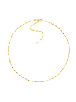 14K Yellow Gold Diamond-Cut Bead Station Choker Chain