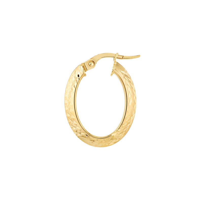 14K Yellow Gold Diamond Cut Knife Edge Hoops