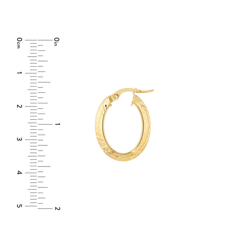 14K Yellow Gold Diamond Cut Knife Edge Hoops