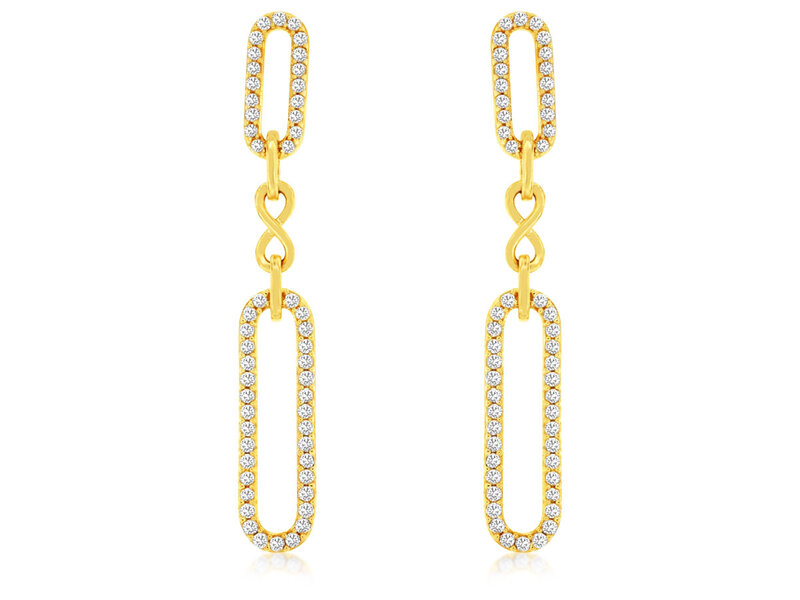 14K Yellow Gold Diamond Link Chain Drop Earrings