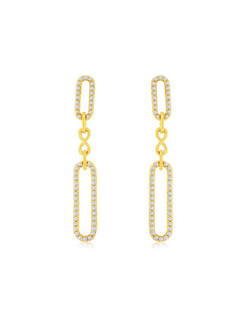 14K Yellow Gold Diamond Link Chain Drop Earrings