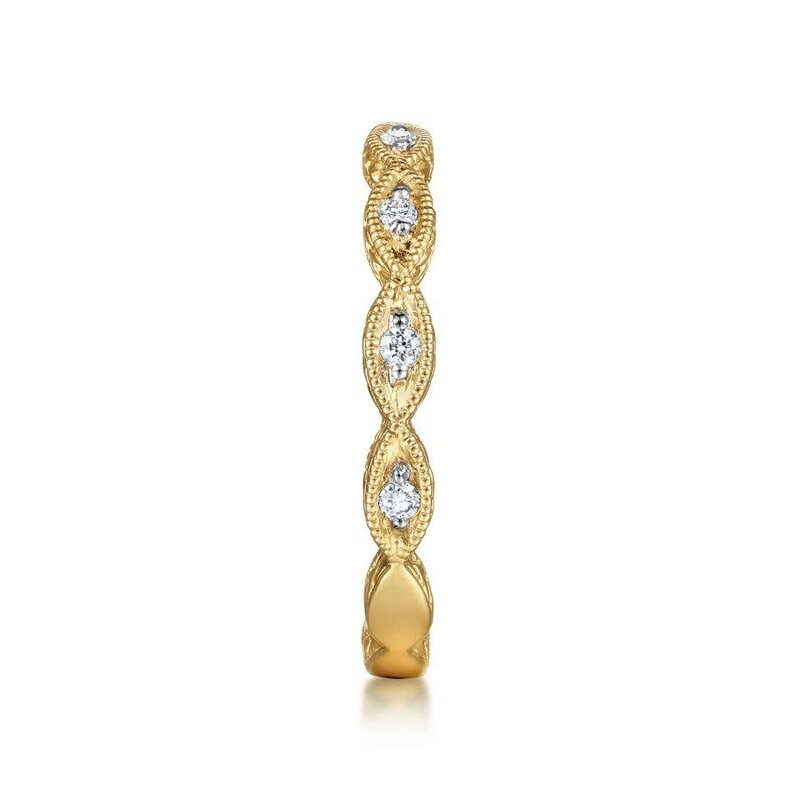 14K Yellow Gold Diamond Marquise Station Ring