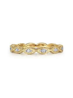 14K Yellow Gold Diamond Marquise Station Ring