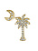 14K Yellow Gold Diamond Palm Tree with Crescent Moon Necklace