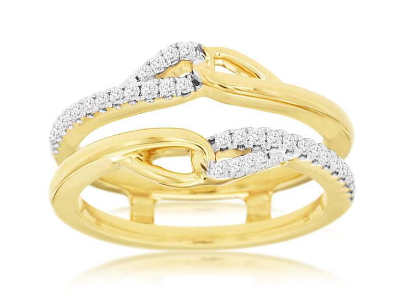 14K Yellow Gold Diamond Ring Guard