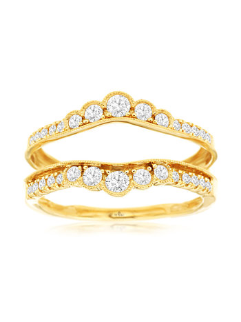 14K Yellow Gold Diamond Ring Guard