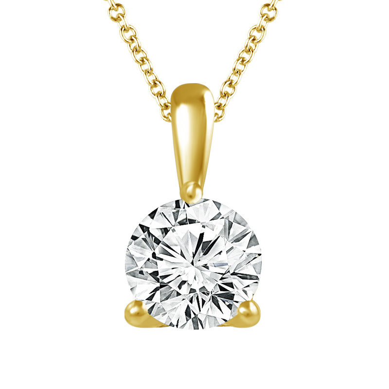 14K Yellow Gold Diamond Solitaire Pendant