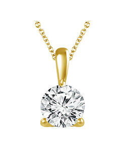 14K Yellow Gold Diamond Solitaire Pendant