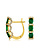 14K Yellow Gold Emerald and Diamond Huggie Hoop Earrings