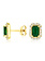 14K Yellow Gold Emerald and Diamond Stud Earrings