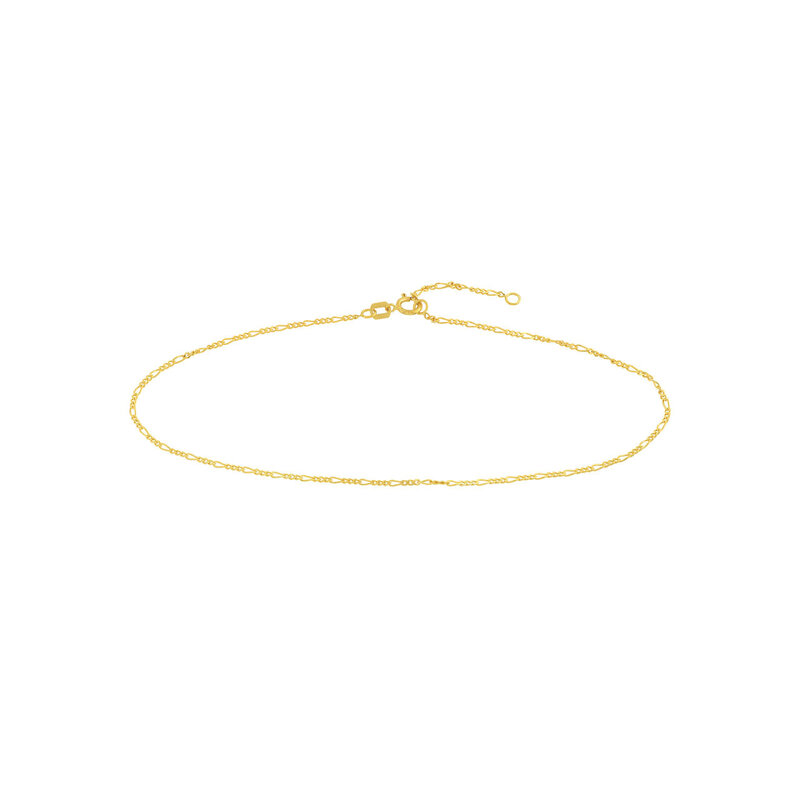 14K Yellow Gold Figaro Anklet