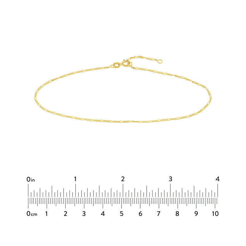 14K Yellow Gold Figaro Anklet