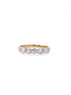 14K Yellow Gold Five Diamond Band