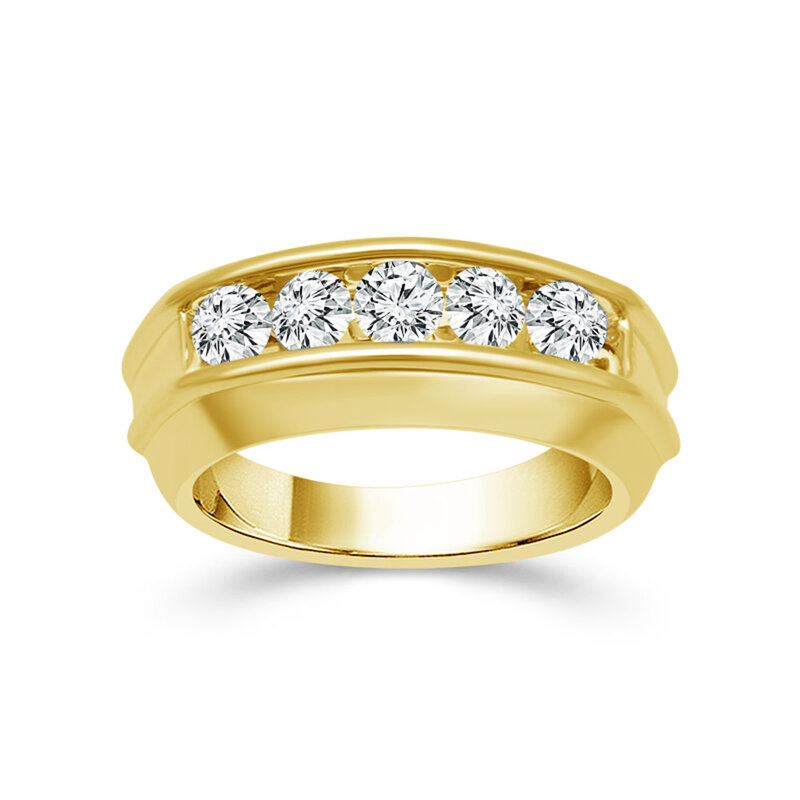 14K Yellow Gold Five Stone Diamond Band