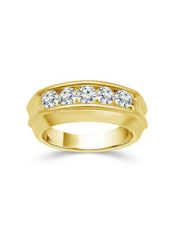 14K Yellow Gold Five Stone Diamond Band