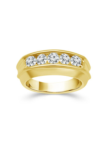 14K Yellow Gold Five Stone Diamond Band