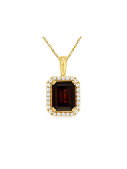 14K Yellow Gold Garnet and Diamond Necklace