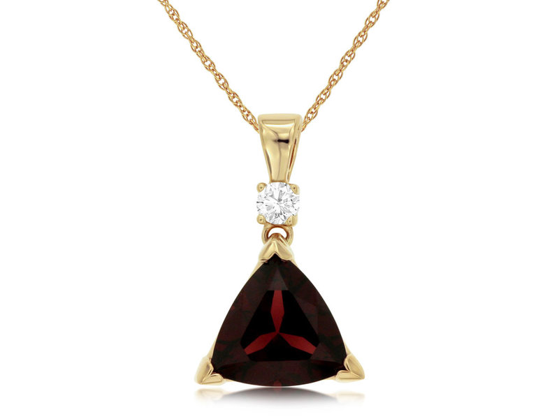 14K Yellow Gold Garnet and Diamond Necklace