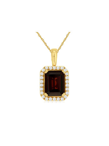 14K Yellow Gold Garnet and Diamond Necklace